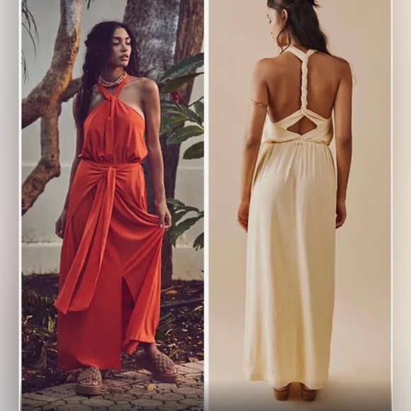 Free People Golden Days Yellow Maxi Dress Medium NEW - Picture 2 of 4